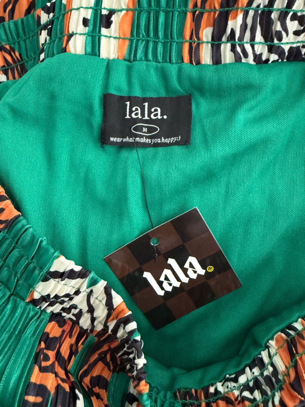 Dressed in Lala Santorini Midi Plisse Pleated Skirt in Green Tiger Tales Print - Picture 11 of 12